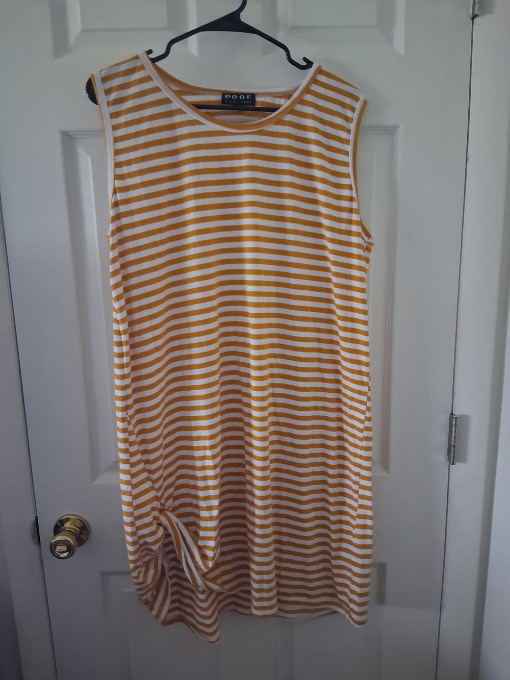 Poof! Yellow & White Sleeveless Striped Shift